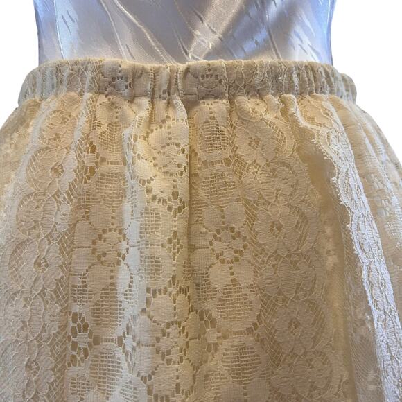 Vintage White Cream Lace Aline Skirt Womens Sz Medium Bridal Boho Ethereal 80s - Picture 7 of 16